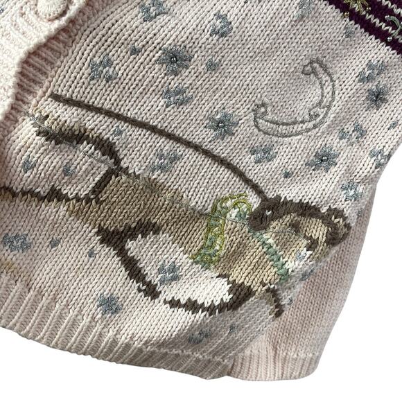 Not So Ugly Christmas Sweater Knitted Pastel Cardigan Santa Sleigh Horse Angel - Picture 8 of 13